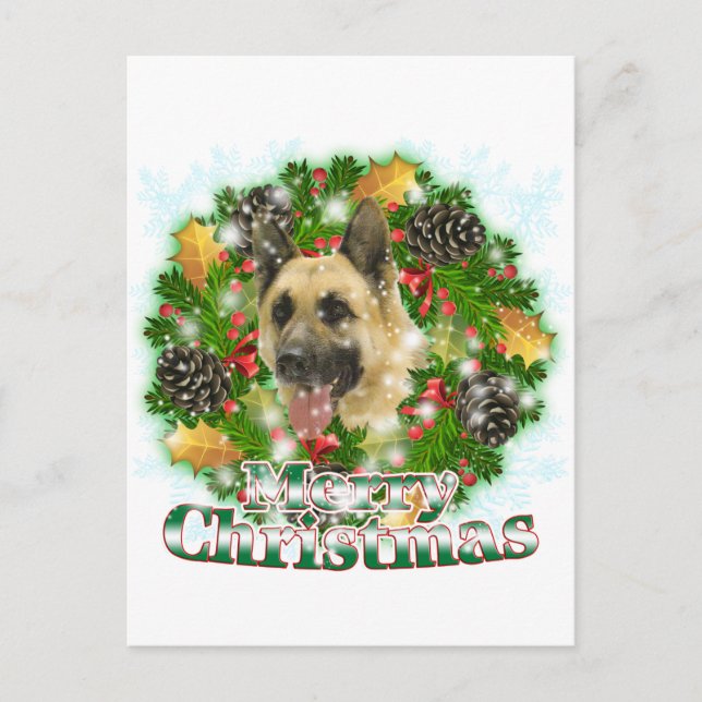 Frohe Weihnacht-Schäferhund Feiertagspostkarte (Vorderseite)