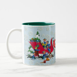 FROHE WEIHNACHT-SCHALE durch SHARON SHARPE Zweifarbige Tasse