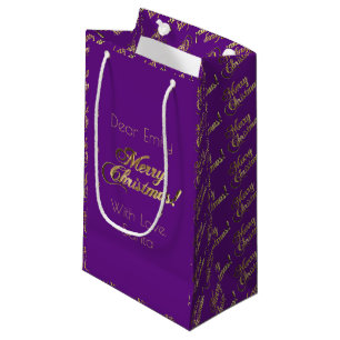 Frohe Weihnacht-Skript-Imitat-Goldfolie lila Kleine Geschenktüte