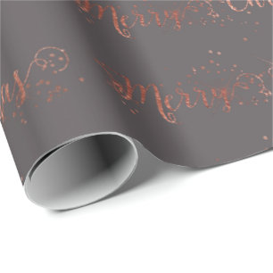 Frohe Weihnacht-Skript-Rosen-Goldgrau-Graphit Geschenkpapier