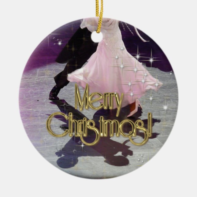 Frohe Weihnacht-Tänzer Keramik Ornament (Vorne)