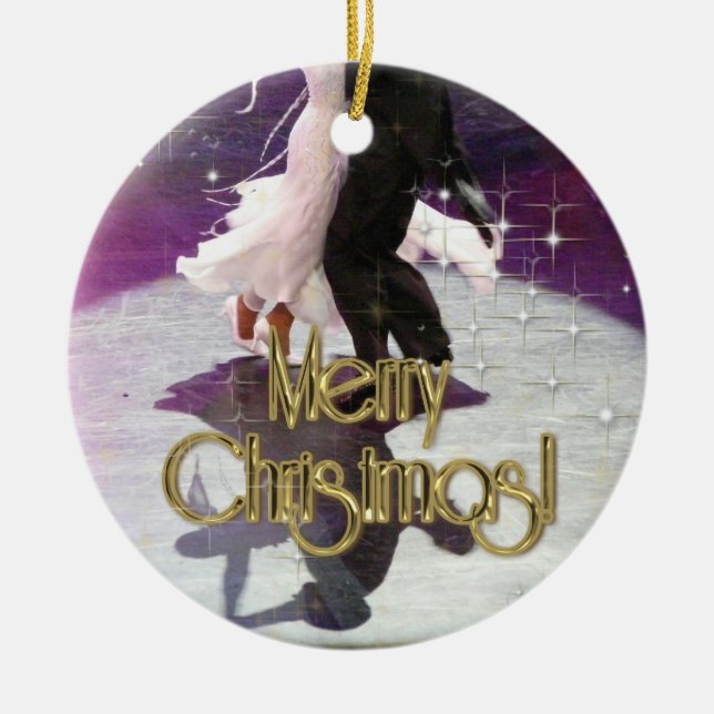 Frohe Weihnacht-Tänzer Keramik Ornament (Vorne)