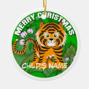 Frohe Weihnacht-Tiger Keramikornament