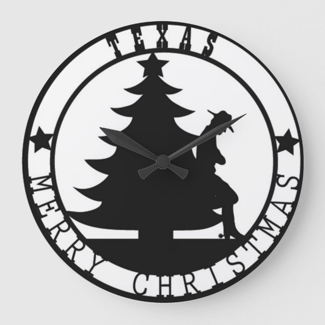 Frohe Weihnacht-Uhr Texas Große Wanduhr (Vorderseite)