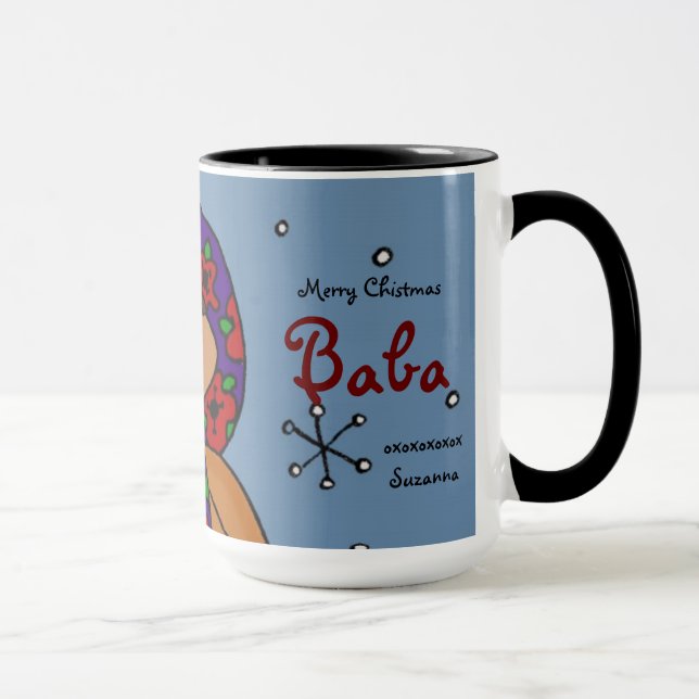 Frohe Weihnacht-ukrainische Mädchen-Volkskunst Tasse (Rechts)