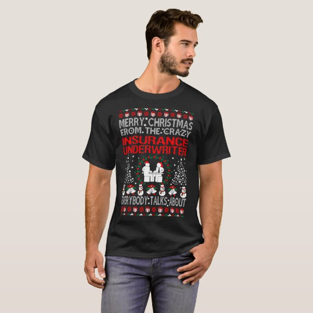 Frohe Weihnacht-Versicherer-hässliche Strickjacke T-Shirt (Vorne ganz)