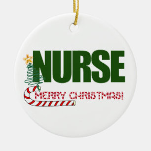 FROHE WEIHNACHT-VERZIERUNG - KRANKENSCHWESTER KERAMIKORNAMENT