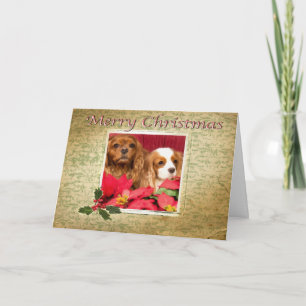 Frohe Weihnacht-Vintager König Charles Spaniels Feiertagskarte