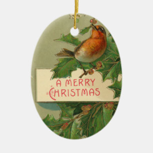 Frohe Weihnacht-Vogel-Verzierung Keramikornament