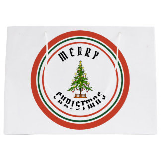 FROHE WEIHNACHT-WEIHNACHTSBAUM Geschenk-Tasche Große Geschenktüte