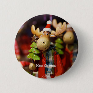 Frohe Weihnacht-Weihnachtsmann-Elche Button