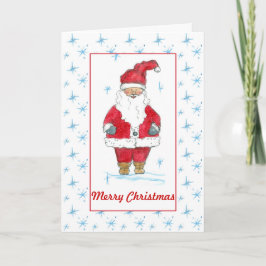 Frohe Weihnacht-Weihnachtsmann-Rot-Aquarell Feiertagskarte