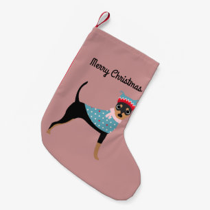 Frohe Weihnacht-Winterminiaturpinscher-Strumpf Kleiner Weihnachtsstrumpf
