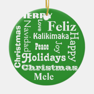 Frohe Weihnacht-Wort-Kunst-Weihnachtsverzierung Keramikornament