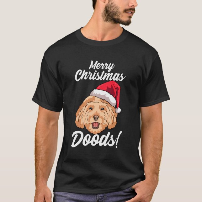 Frohe Weihnachtdoods Funny Goldendoodle Mama Vater T-Shirt (Vorderseite)