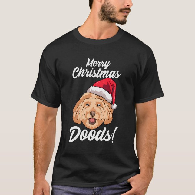 Frohe Weihnachtdoods Funny Goldendoodle Mama Vater T-Shirt (Vorderseite)