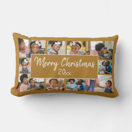 Frohe Weihnachten 10 Foto Collage Gold Gelb Lendenkissen