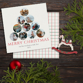 Frohe Weihnachten 10 Foto Square Red Green Card Karte