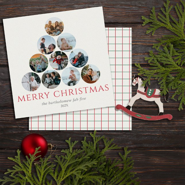 Frohe Weihnachten 10 Foto Square Red Green Card Karte (Von Creator hochgeladen)