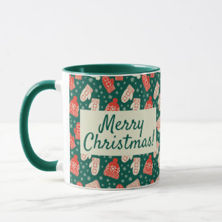 Frohe Weihnachten 11oz Green Hat & Mittens Tasse