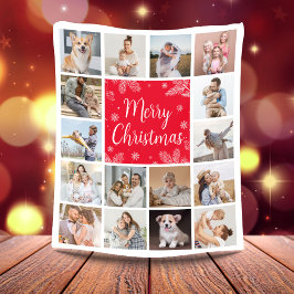 Frohe Weihnachten 16 Foto Collage Familie Fleecedecke