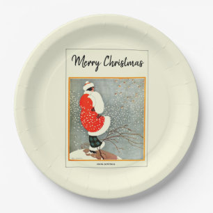 Frohe Weihnachten 1914 Schneebräunung Pappteller