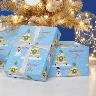 Frohe Weihnachten 1950er Jahre New York Yellow Cab Geschenkpapier