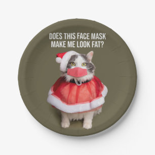 Frohe Weihnachten 2020 Fett Katze im Gesicht Maske Pappteller