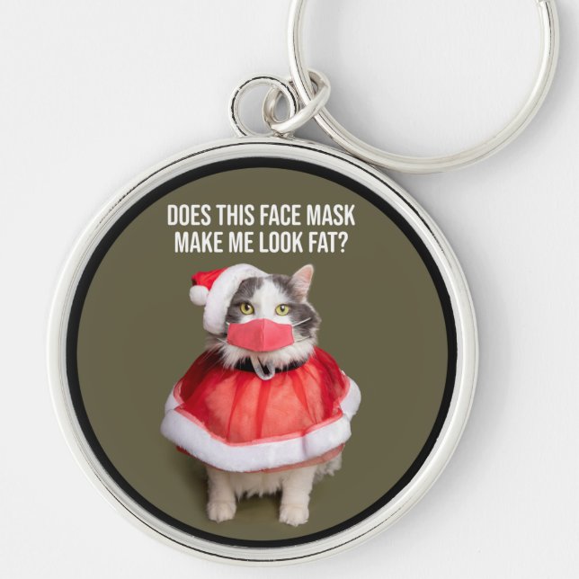Frohe Weihnachten 2020 Fett Katze im Gesicht Maske Schlüsselanhänger (Vorne)
