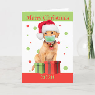 Frohe Weihnachten 2020 Labrador Welpe in Face Mask