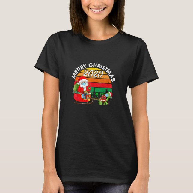 Frohe Weihnachten 2020 Santa Face Maske Turtle Paj T-Shirt (Vorderseite)