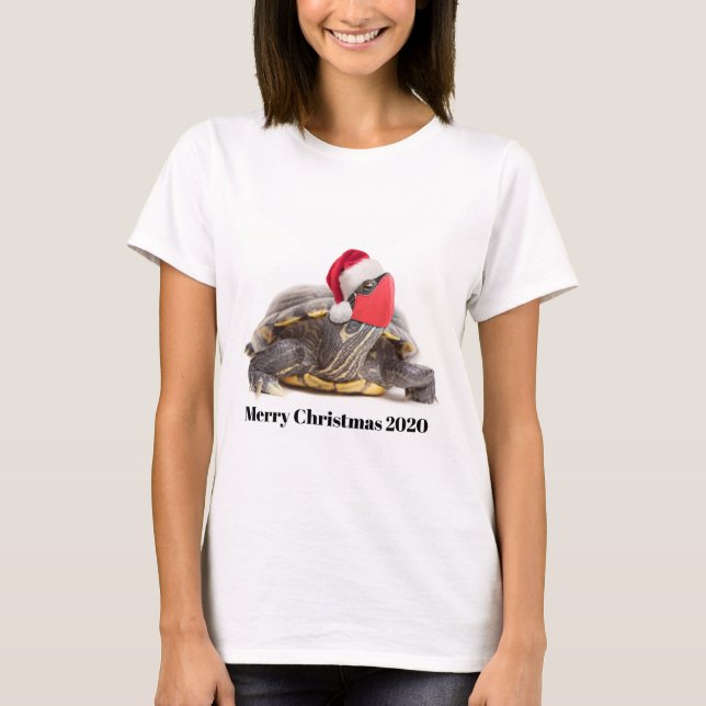 Frohe Weihnachten 2020 Schildkröte im Gesicht Mask T-Shirt (Vorderseite)