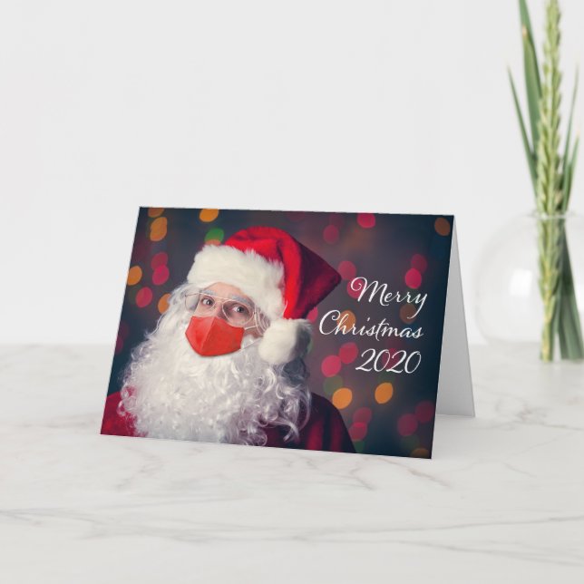 Frohe Weihnachten 2020 Weihnachtsmann in Covid Mas (Vorderseite)