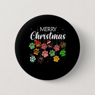 Frohe Weihnachten 2021 Dog Paw Print Buffalo Karie Button