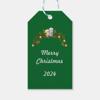Frohe Weihnachten 2024 Grüne Geschenkmarke Geschenkanhänger