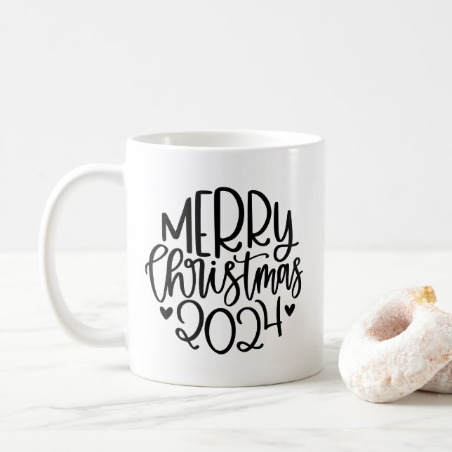 Frohe Weihnachten 2024 Kaffeetasse (Mit Donut)