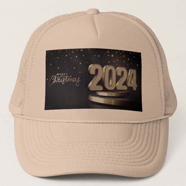 Frohe Weihnachten 2024 Printed Festive Mood Khaki Truckerkappe (Vorderseite)