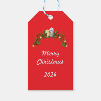 Frohe Weihnachten 2024 Rotes Geschenk Tag Geschenkanhänger