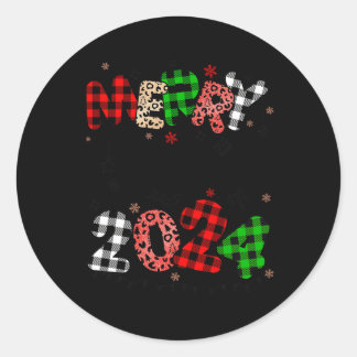 Frohe Weihnachten 2024 Weihnachtsmannmütze Matchin Runder Aufkleber