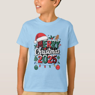 Frohe Weihnachten 2025 Familie Lustiger Santa Hut T-Shirt