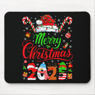 Frohe Weihnachten 2025 Santa Rentier Schneemann Ch Mousepad