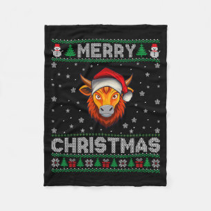 Frohe Weihnachten 2025 Yak-Santa-Hut hässliches Xm Fleecedecke