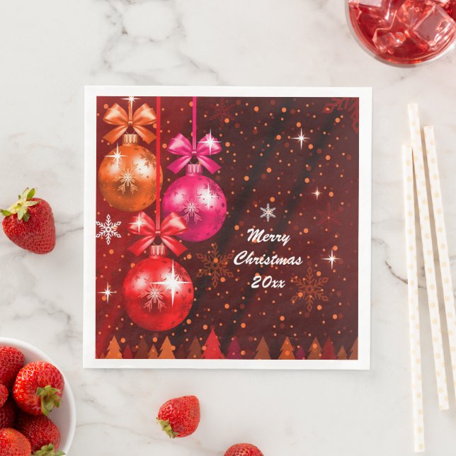 Frohe Weihnachten 20XX Hinzufügen Text Jahr Rosa b Serviette (Beispiel)