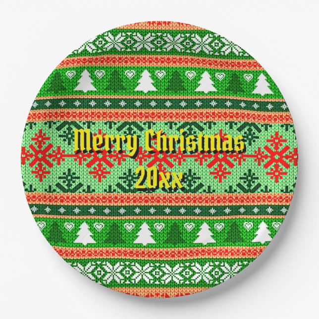 Frohe Weihnachten 20XX Hinzufügen Text Jahr Weihna Pappteller (Vorderseite)