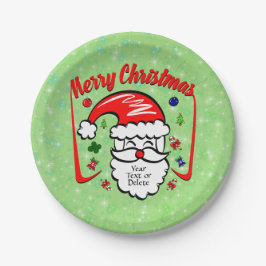 Frohe Weihnachten 20xx Weihnachtsmann mit Hut & Gl Pappteller