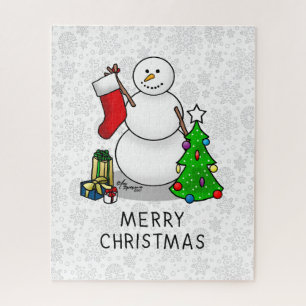 Frohe Weihnachten 2 Bäume Strumpf Snowman