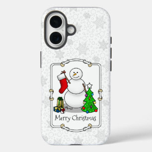 Frohe Weihnachten 2 Bäume Strumpf Snowman iPhone 16 Hülle
