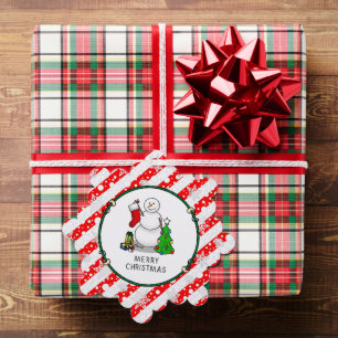 Frohe Weihnachten 2 Bäume Strumpf Snowman Ornament Karte