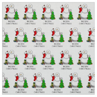 Frohe Weihnachten 2 Bäume Strumpf Snowman Stoff