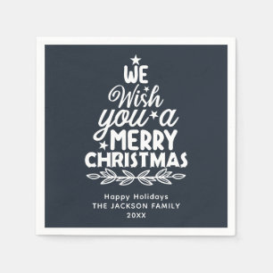 Frohe Weihnachten 2 Foto Gold Foil Holiday Postkar Serviette